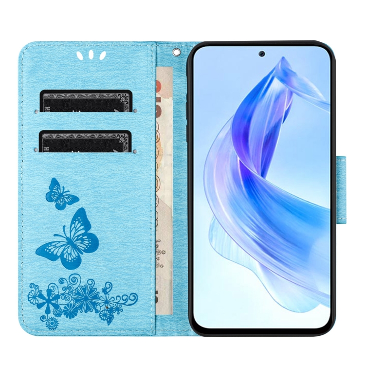 Knižkové puzdro pre Honor 90 Lite 5G - BUTTERFLY modré
