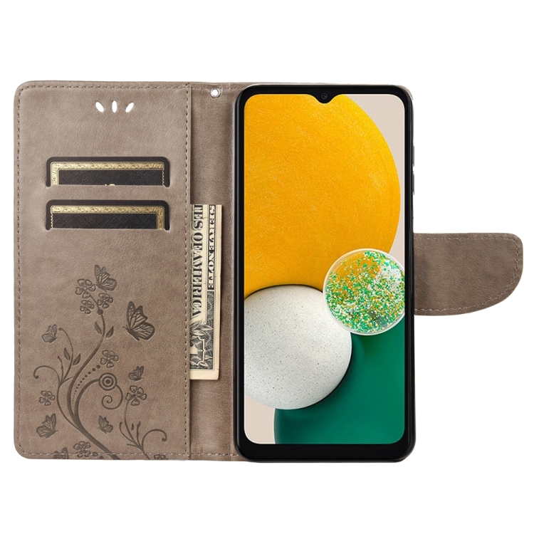 SKLO + PUZDRO 2v1 pre Samsung Galaxy A54 5G - Knižkové BUTTERFLY sivé