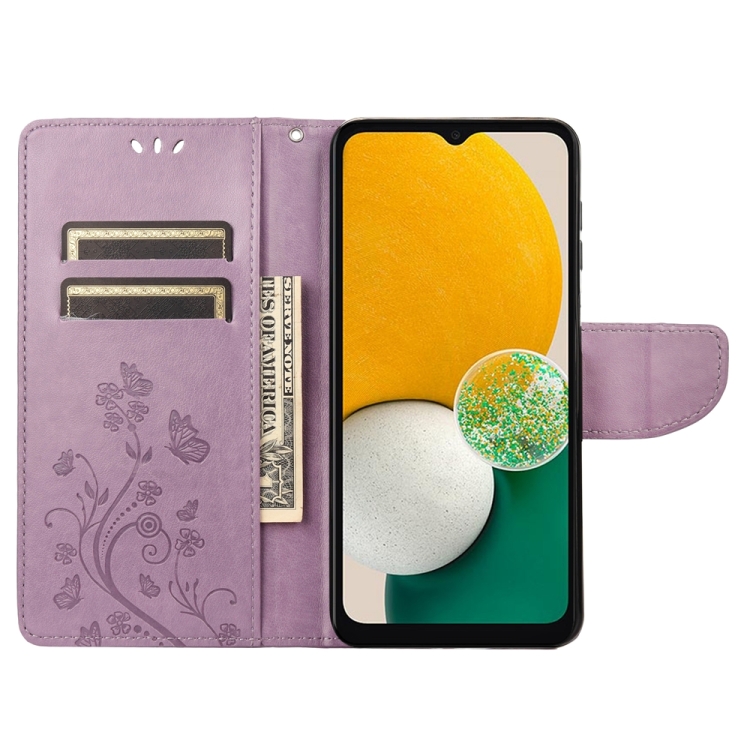 SKLO + PUZDRO 2v1 pre Samsung Galaxy A54 5G - Knižkové BUTTERFLY fialové