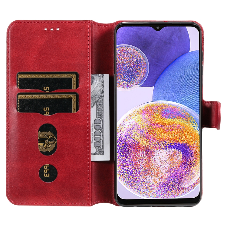 SKLO + PUZDRO 2v1 pre Samsung Galaxy A23 / A23 5G - Knižkové SOLID červené