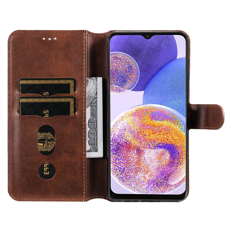 SKLO + PUZDRO 2v1 pre Samsung Galaxy A23 / A23 5G - Knižkové SOLID hnedé
