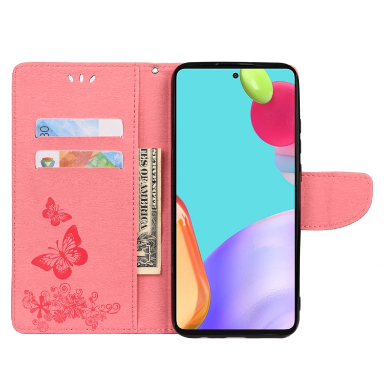 SKLO + PUZDRO 2v1 pre Samsung Galaxy A23 / A23 5G - Knižkové BUTTERFLY ružové