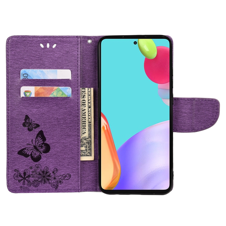 SKLO + PUZDRO 2v1 pre Samsung Galaxy A23 / A23 5G - Knižkové BUTTERFLY fialové