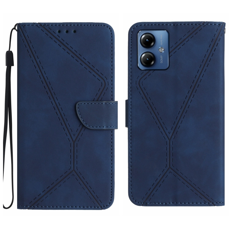 SKLO + PUZDRO 2v1 pre Moto G54 5G / G54 5G Power Edition - Knižkové STITCHING modré