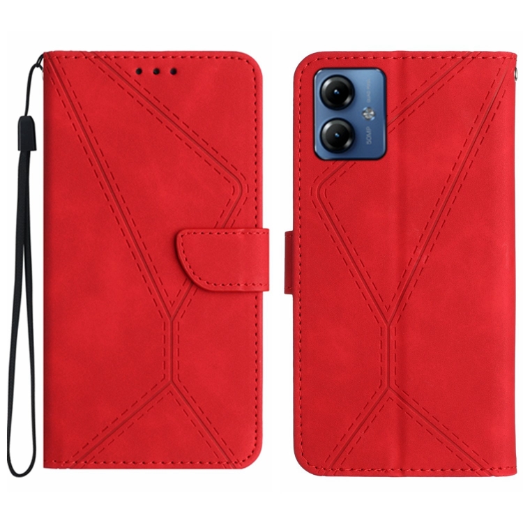 SKLO + PUZDRO 2v1 pre Motorola Moto G14 - Knižkové STITCHING červené