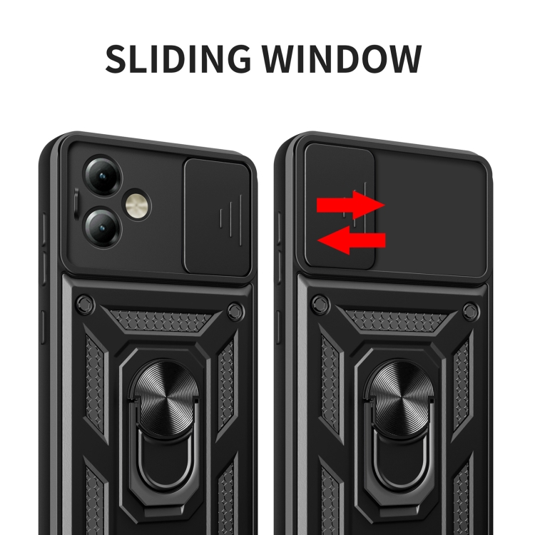 Tvrdený kryt pre Motorola Moto G14 - RING ARMOR SLIDE silver