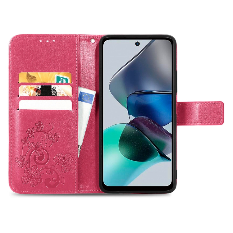 SKLO + PUZDRO 2v1 pre Motorola Moto G23 / G13 - Knižkové LEAF ružové