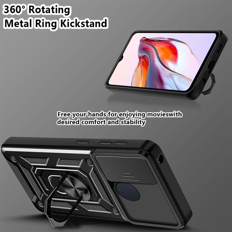 SKLO + PUZDRO 2v1 pre Xiaomi Redmi 12C - Tvrdené RING ARMOR SLIDE silver