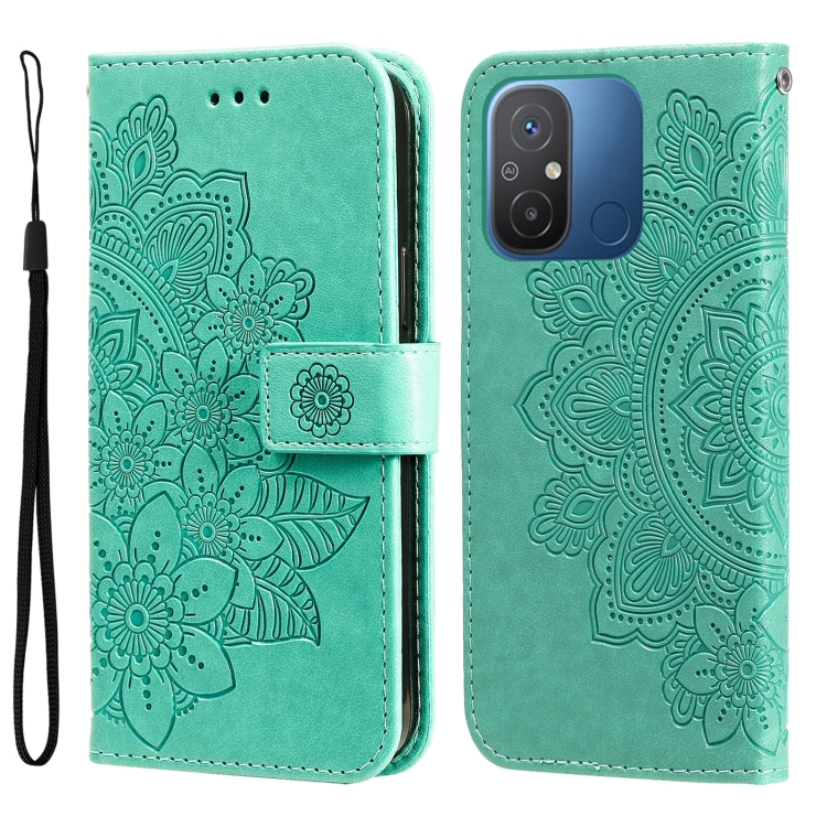 Knižkové puzdro pre Xiaomi Redmi 12C - Knižkové FLOWERS zelené
