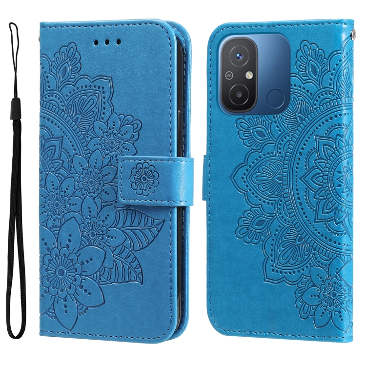 Knižkové puzdro pre Xiaomi Redmi 12C - Knižkové FLOWERS modré