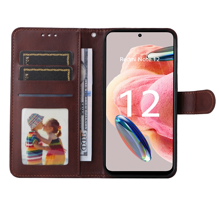 SKLO + PUZDRO 2v1 pre Xiaomi Redmi Note 12 - Knižkové SOLID hnedé