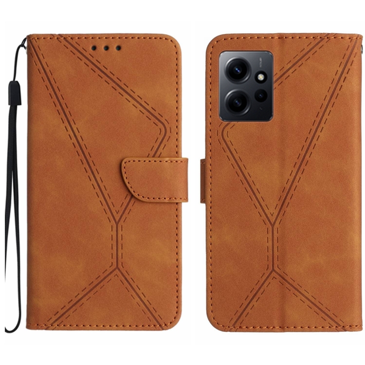 SKLO + PUZDRO 2v1 pre Xiaomi Redmi Note 12 - Knižkové STITCHING hnedé