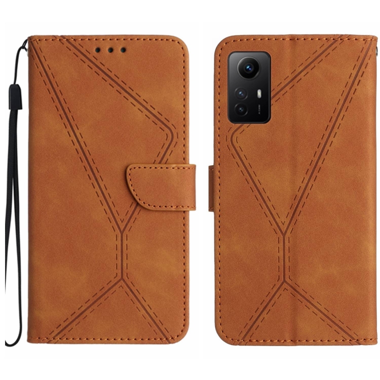 Knižkové puzdro pre Xiaomi Redmi Note 12S - Knižkové STITCHING hnedé