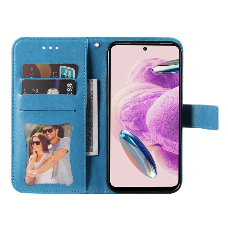 Knižkové puzdro pre Xiaomi Redmi Note 12S - Knižkové FLOWERS modré