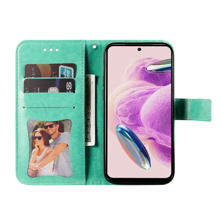 Knižkové puzdro pre Xiaomi Redmi Note 12S - Knižkové FLOWERS zelené