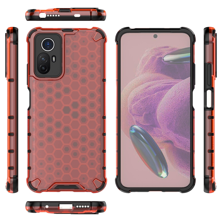 Tvrdený kryt pre Xiaomi Redmi Note 12S - HONEYCOMB červený