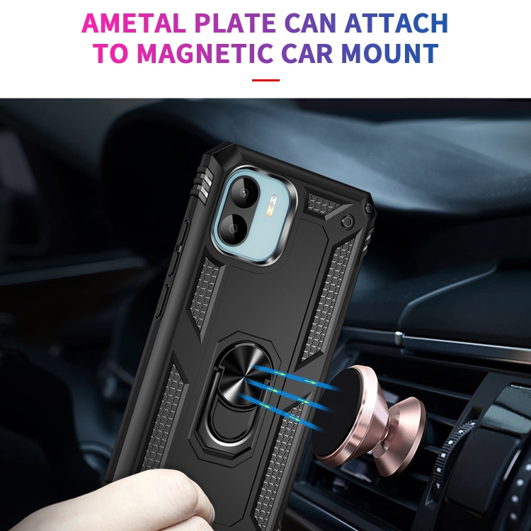 SKLO + PUZDRO 2v1 pre Xiaomi Redmi A1 / Redmi A2 - Tvrdené RING ARMOR čierne