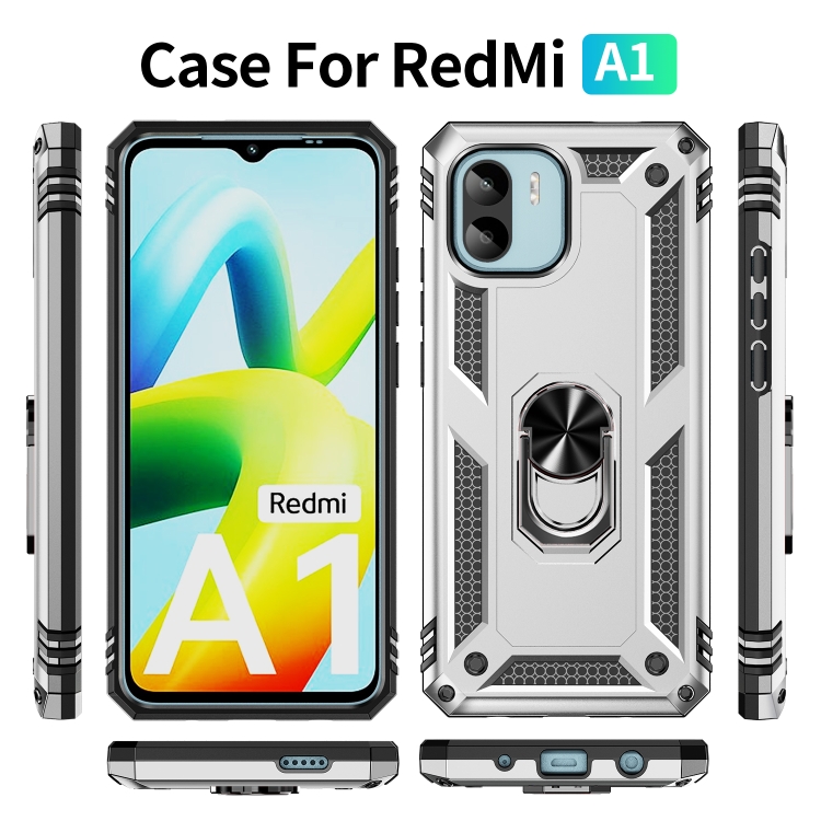 Tvrdený kryt pre Xiaomi Redmi A1 / Redmi A2 - RING ARMOR sivý