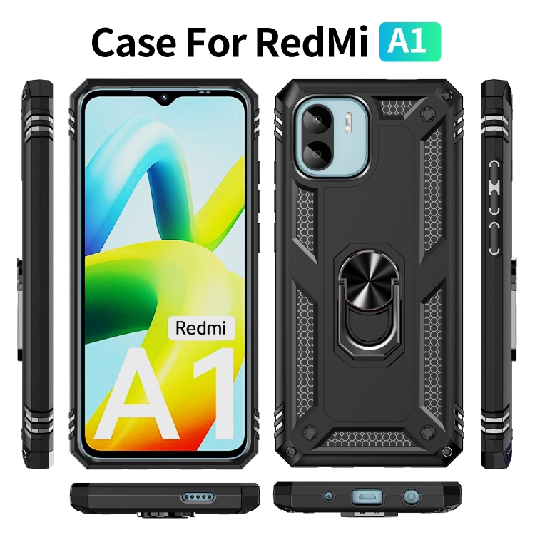 Tvrdený kryt pre Xiaomi Redmi A1 / Redmi A2 - RING ARMOR čierny