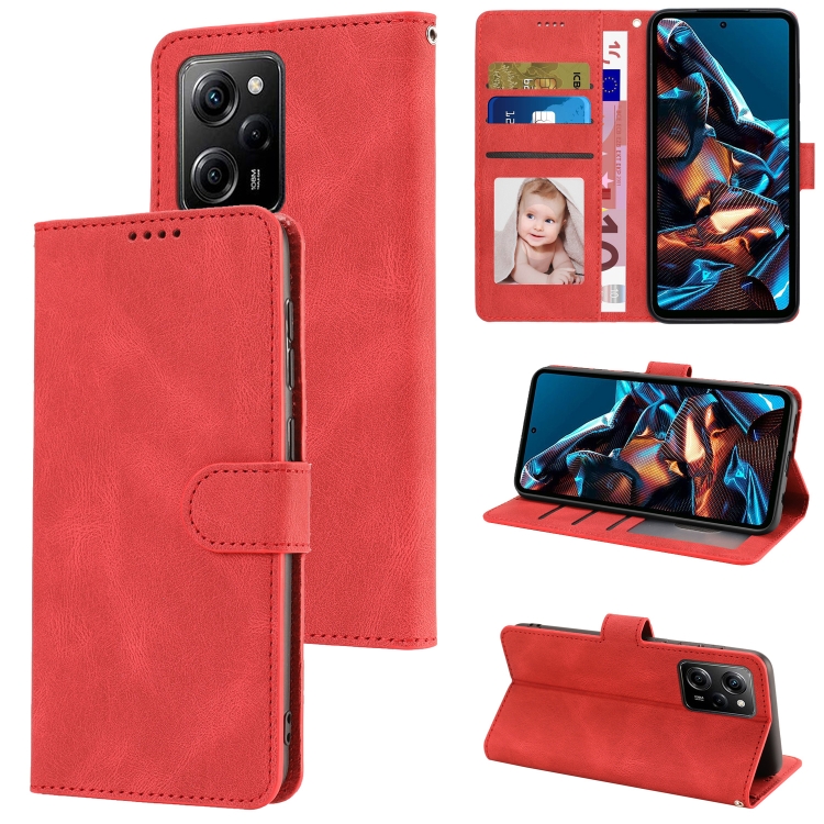 SKLO + PUZDRO 2v1 pre Xiaomi Redmi Note 12 Pro 5G - Knižkové SOLID červené