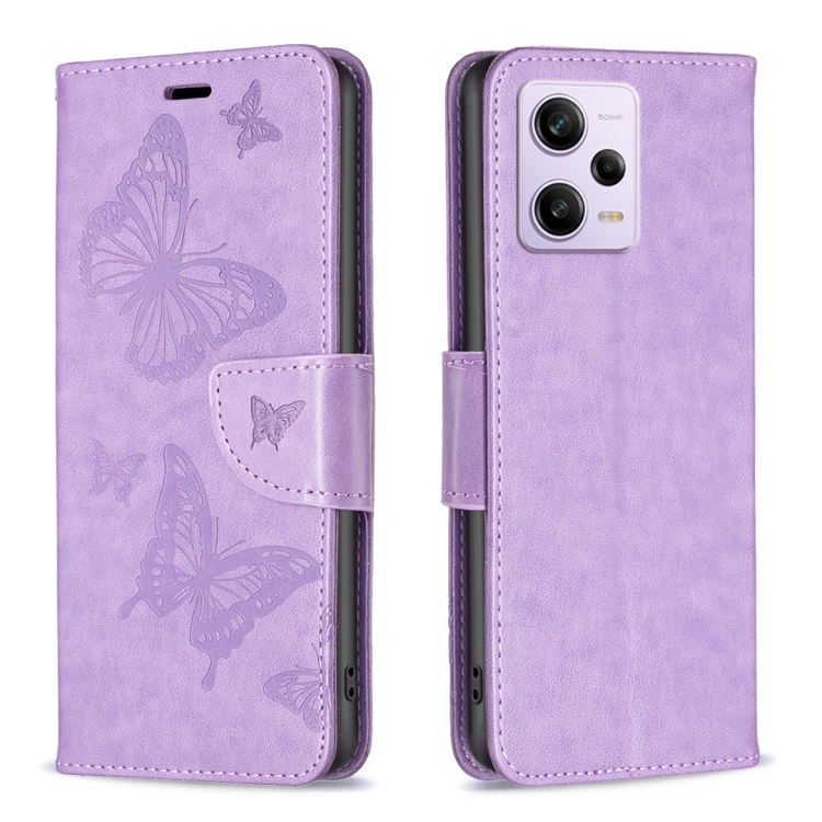 SKLO + PUZDRO 2v1 pre Xiaomi Redmi Note 12 Pro 5G - Knižkové BUTTERFLY fialové