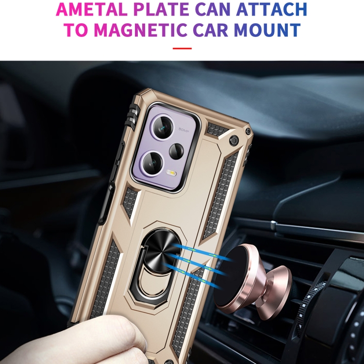 SKLO + PUZDRO 2v1 pre Xiaomi Redmi Note 12 Pro 5G - Tvrdené RING ARMOR zlaté
