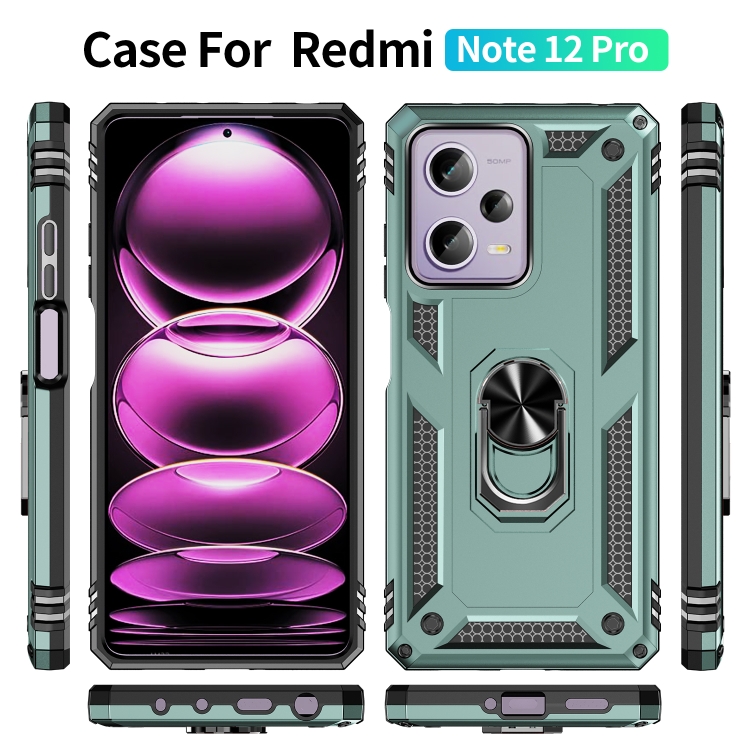 SKLO + PUZDRO 2v1 pre Xiaomi Redmi Note 12 Pro 5G - Tvrdené RING ARMOR zelené