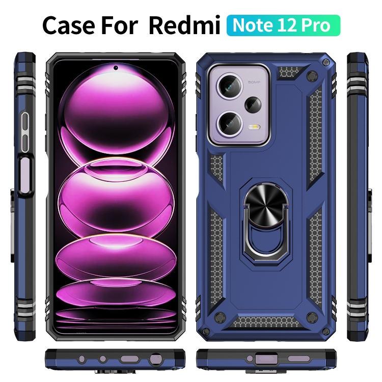 SKLO + PUZDRO 2v1 pre Xiaomi Redmi Note 12 Pro 5G - Tvrdené RING ARMOR modré