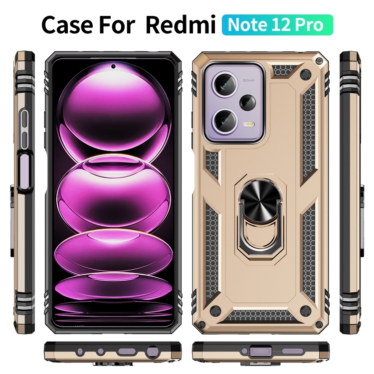 Tvrdený kryt pre Xiaomi Redmi Note 12 Pro 5G - RING ARMOR zlatý