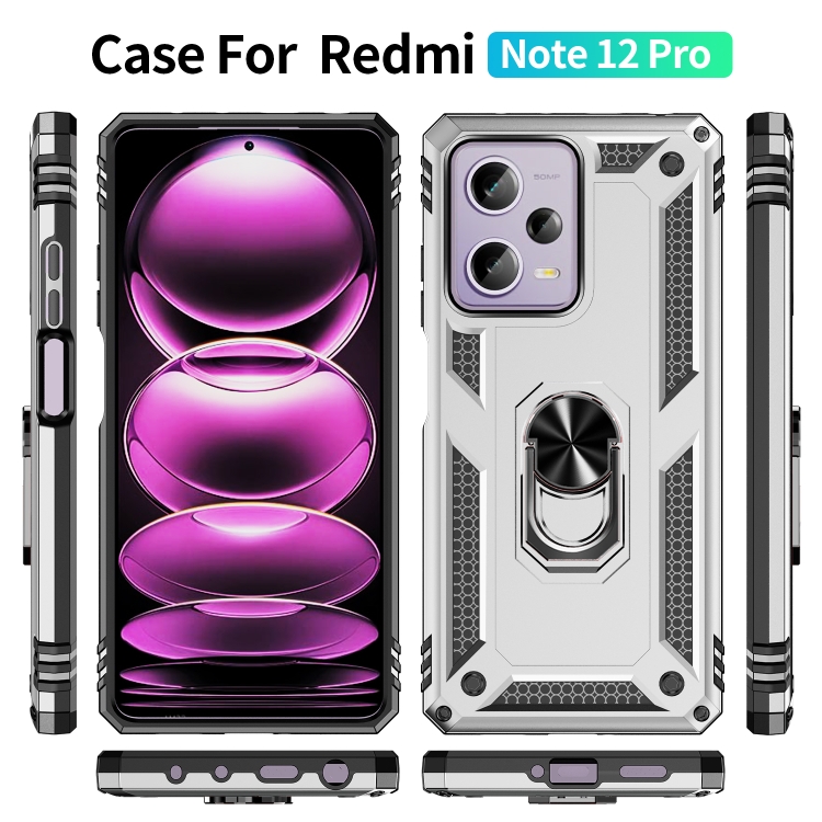 Tvrdený kryt pre Xiaomi Redmi Note 12 Pro 5G - RING ARMOR sivý