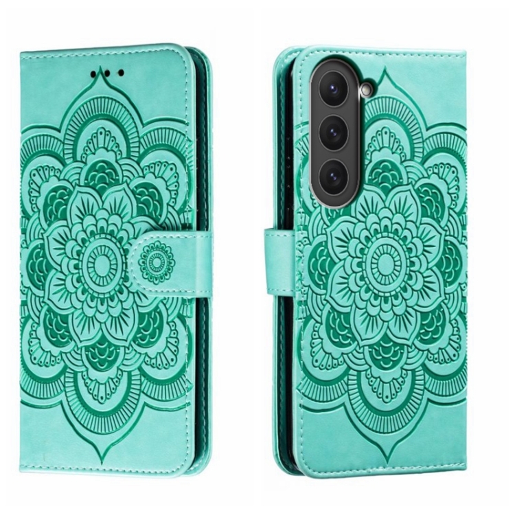SKLO + PUZDRO 2v1 pre Samsung Galaxy S23 5G - Knižkové MANDALA zelené