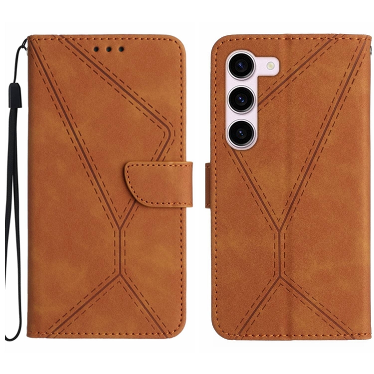 Knižkové puzdro pre Samsung Galaxy S23 5G - STITCHING hnedé