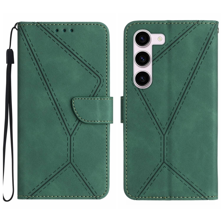 Knižkové puzdro pre Samsung Galaxy S23 5G - STITCHING zelené
