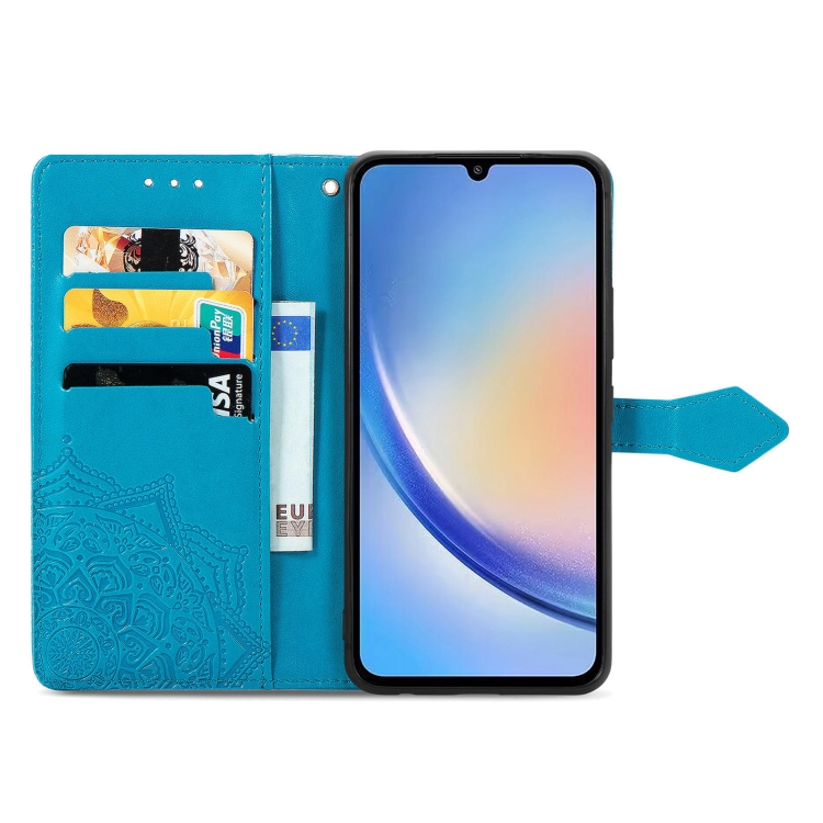 Knižkové puzdro pre Samsung Galaxy A34 5G - MANDALA modré