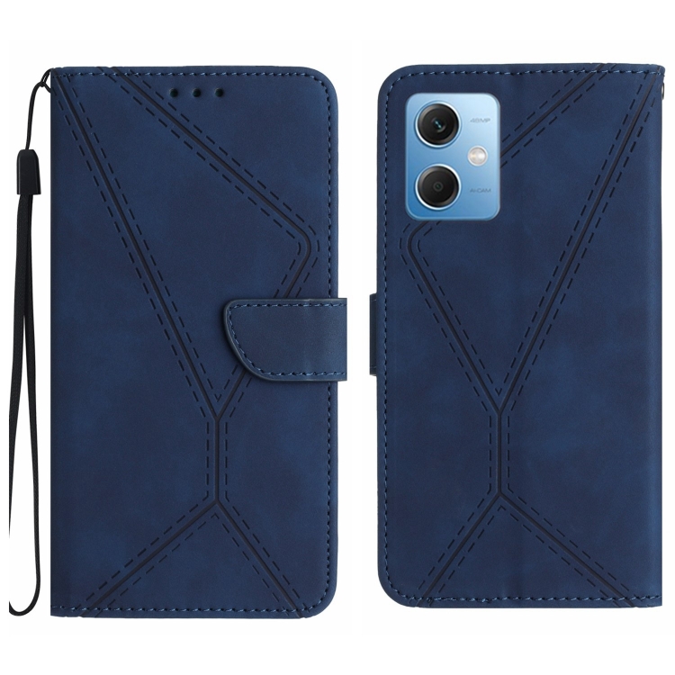SKLO + PUZDRO 2v1 pre Xiaomi Redmi Note 12 5G - Knižkové STITCHING modré