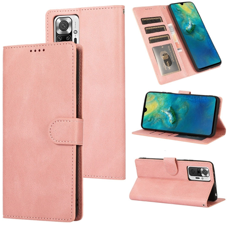 SKLO + PUZDRO 2v1 pre Xiaomi Redmi Note 10 Pro - Knižkové SOLID ružové