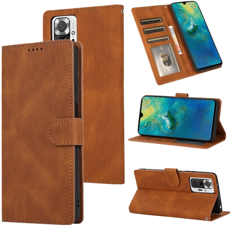 SKLO + PUZDRO 2v1 pre Xiaomi Redmi Note 10 Pro - Knižkové SOLID hnedé
