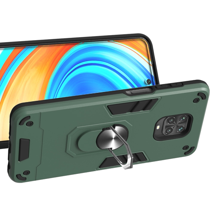 SKLO + PUZDRO 2v1 pre Xiaomi Redmi Note 9 Pro / Note 9s - Tvrdené RING zelené