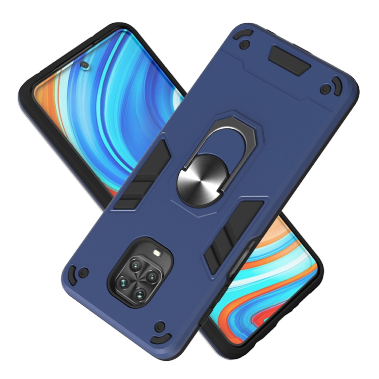 SKLO + PUZDRO 2v1 pre Xiaomi Redmi Note 9 Pro / Note 9s - Tvrdené RING modré