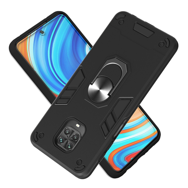 SKLO + PUZDRO 2v1 pre Xiaomi Redmi Note 9 Pro / Note 9s - Tvrdené RING čierne