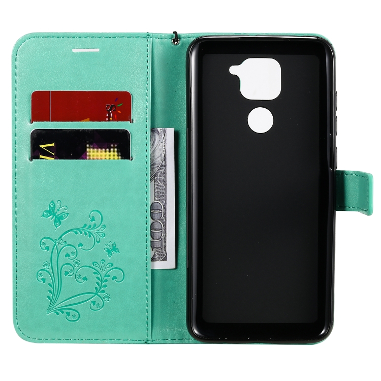 SKLO + PUZDRO 2v1 pre Xiaomi Redmi Note 9 - Knižkové BUTTERFLY zelené