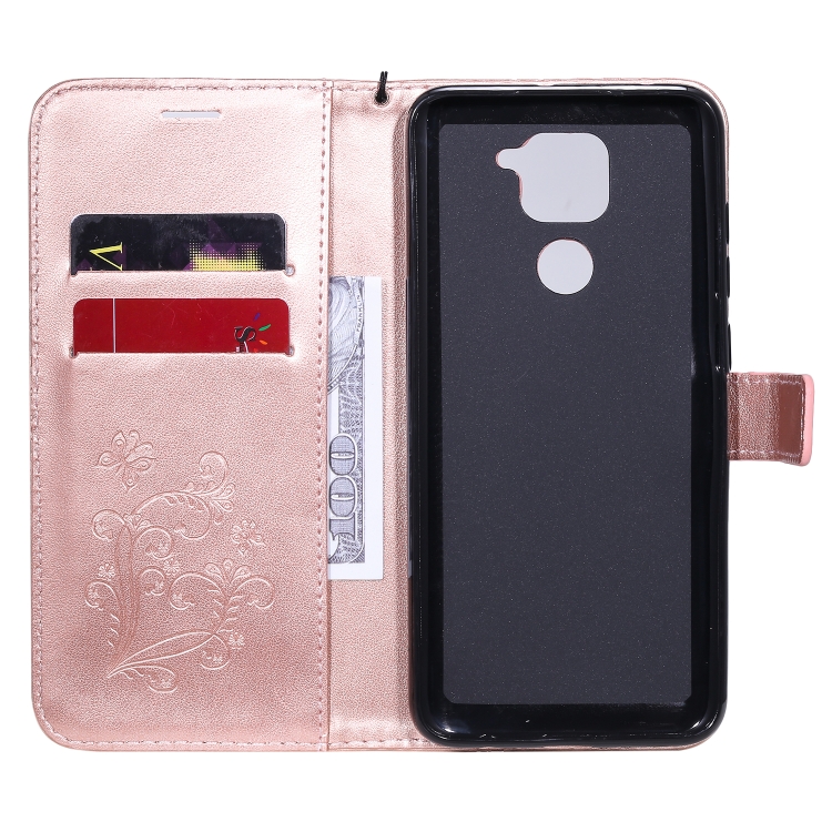 SKLO + PUZDRO 2v1 pre Xiaomi Redmi Note 9 - Knižkové BUTTERFLY ružové