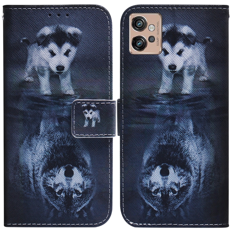 SKLO + PUZDRO 2v1 pre Motorola Moto G32 - Knižkové ART Wolf and Dog