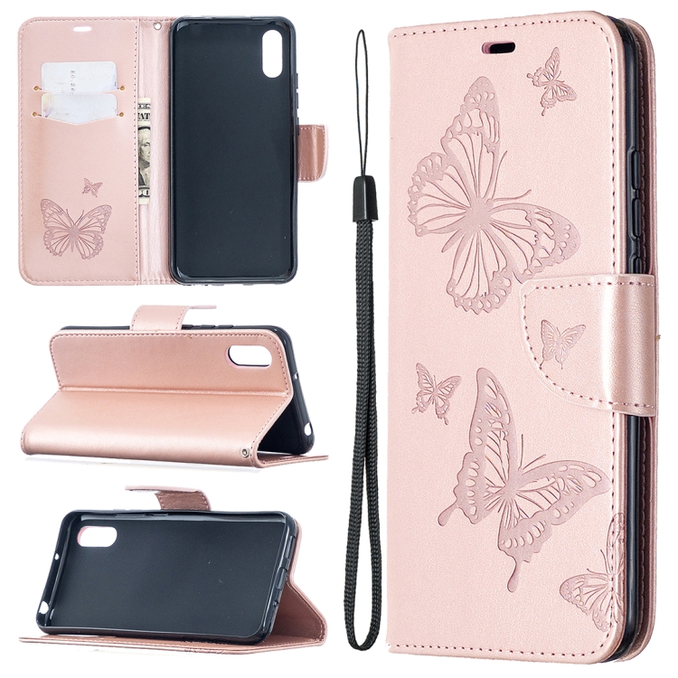 SKLO + PUZDRO 2v1 pre Xiaomi Redmi 9A / 9AT - Knižkové BUTTERFLY ružové