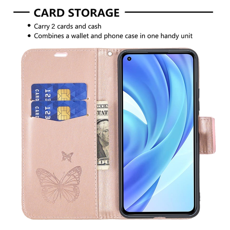SKLO + PUZDRO 2v1 pre Xiaomi Mi 11 Lite 4G / 5G - Knižkové BUTTERFLY ružové