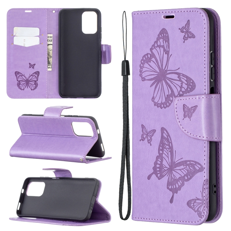 SKLO + PUZDRO 2v1 pre Xiaomi Redmi Note 10 / 10s - Knižkové BUTTERFLY fialové