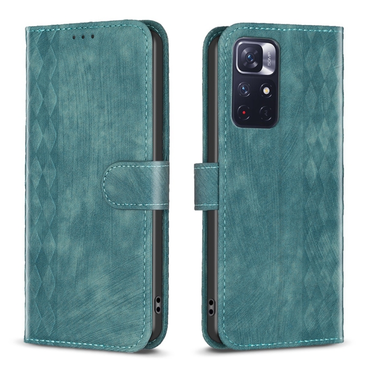 SKLO + PUZDRO 2v1 pre Xiaomi Redmi Note 11 / Note 11s - Knižkové PLAID zelené