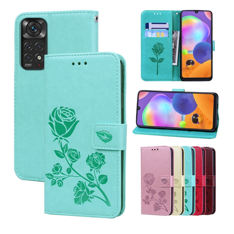 SKLO + PUZDRO 2v1 pre Xiaomi Redmi Note 11 / Note 11s - Knižkové RUŽA zelené