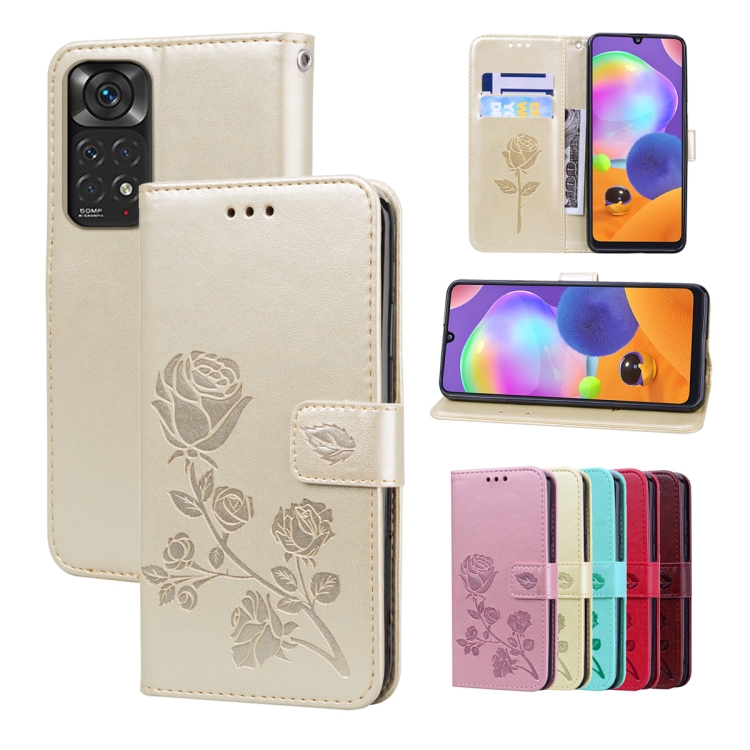 SKLO + PUZDRO 2v1 pre Xiaomi Redmi Note 11 / Note 11s - Knižkové RUŽA zlaté