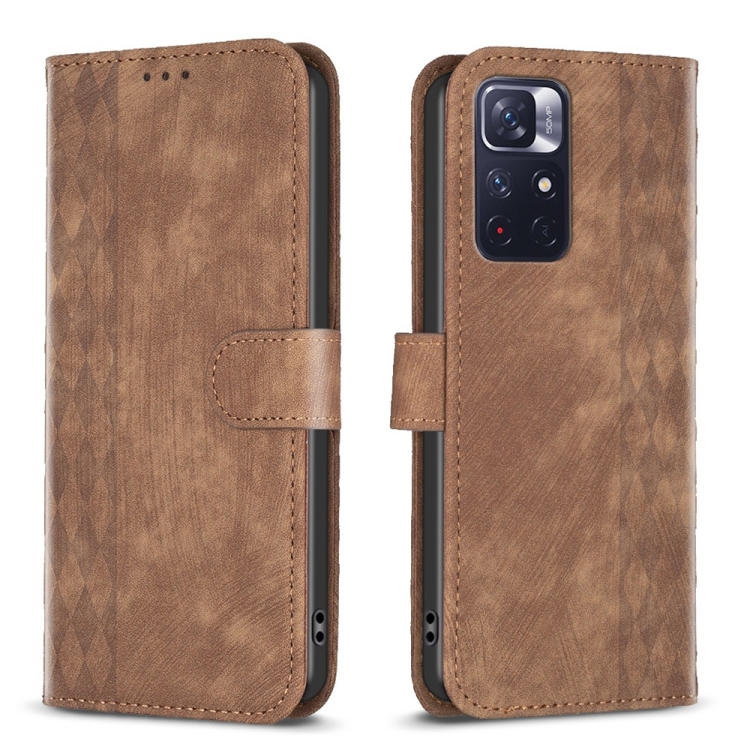 Knižkové puzdro pre Xiaomi Redmi Note 11 / Note 11s - Knižkové PLAID hnedé